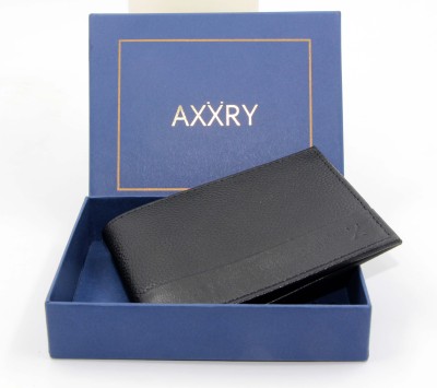 AXXRY Men Formal Black Genuine Leather Wallet(6 Card Slots)