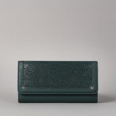 LINO PERROS Women Casual Green Artificial Leather Wallet(12 Card Slots)