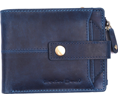 Leder Boat Men Casual Blue Genuine Leather Wallet(8 Card Slots)