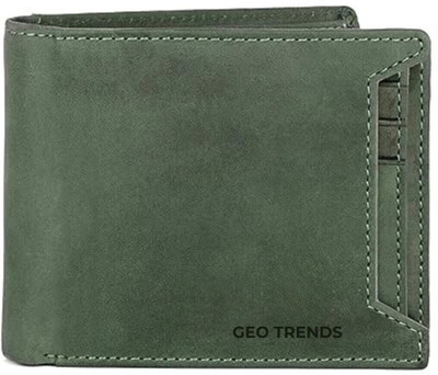 GEO TRENDS Men Casual Green Genuine Leather Wallet(7 Card Slots)