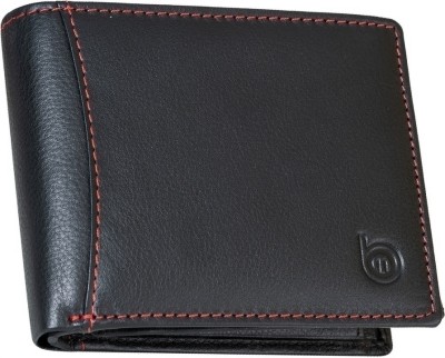 BAGMAN Men Casual Black Genuine Leather Wallet(6 Card Slots)