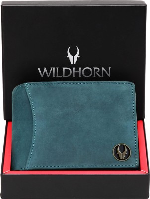 WILDHORN Men Casual Blue Genuine Leather Wallet(9 Card Slots)