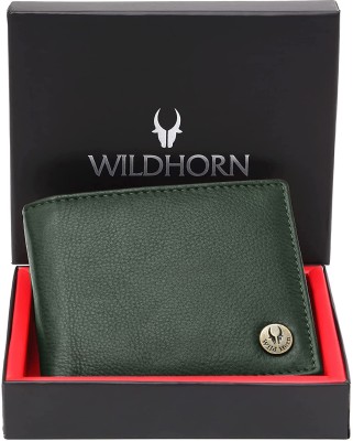 WILDHORN Men Casual Green Genuine Leather Wallet(4 Card Slots)