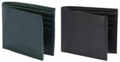 Hidelink Men Casual Green Artificial Leather Wallet(3 Card Slots, Pack of 2)