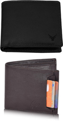 FF TRADERS Men Formal, Ethnic, Casual, Travel, Trendy Black, Brown Artificial Leather Wallet(5 Card Slots, Pack of 2)