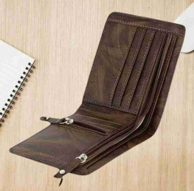 TAQWA Men Brown Artificial Leather Wallet(10 Card Slots)