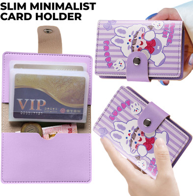 KRAPTICK Men & Women Casual Pink Genuine Leather Card Holder(9 Card Slots, Pack of 2)