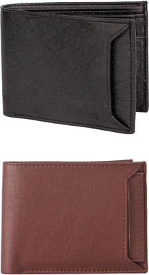 FF TRADERS Men Formal, Ethnic, Casual, Travel, Trendy Black, Brown Artificial Leather Wallet(5 Card Slots, Pack of 2)