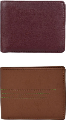 FF TRADERS Men Brown, Brown Artificial Leather Wallet(5 Card Slots, Pack of 2)