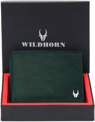 WILDHORN Men Casual Green Genuine Leather Wallet(6 Card Slots)