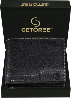 GETOREE Men Black Genuine Leather Wallet(7 Card Slots)