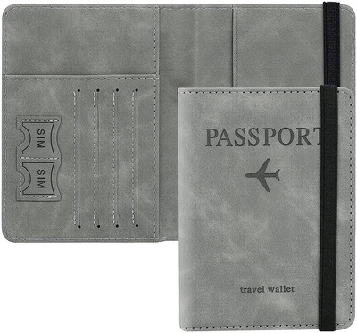 Eopzo Men & Women Grey Genuine Leather Card Holder(6 Card Slots)