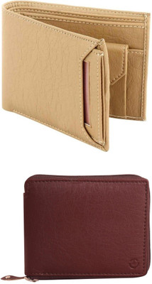VIAZ VENTURES Men Casual, Formal, Trendy, Evening/Party, Travel Beige, Maroon, Maroon Artificial Leather Wallet(5 Card Slots, Pack of 2)