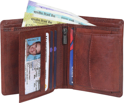 Velver Men Casual, Formal Brown Genuine Leather Wallet(8 Card Slots)