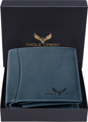 Eagle Crest Men Blue Genuine Leather Wallet(9 Card Slots)