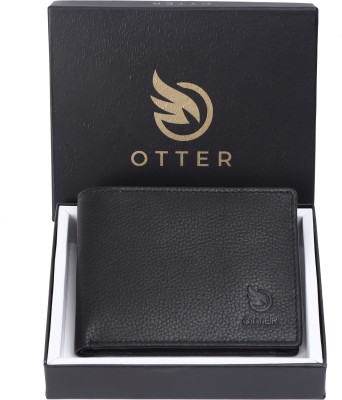 OTTER Men Casual Black Genuine Leather Wallet(5 Card Slots)