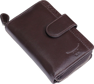 E L Women Formal, Casual, Travel Brown Genuine Leather Wallet(8 Card Slots)