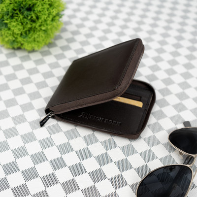 Rich Born Men Travel Black Genuine Leather Wallet(7 Card Slots)