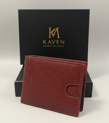 KAVEN Men Casual Brown Genuine Leather Wallet(7 Card Slots)