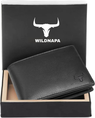 WILD NAPA Men Black Genuine Leather Wallet(8 Card Slots)