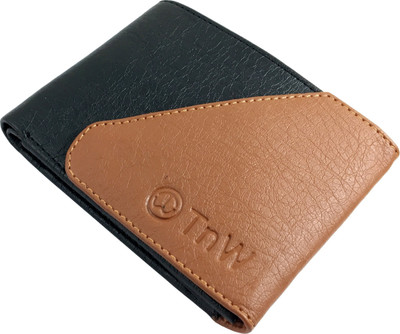 TnW Men Tan, Black Artificial Leather Wallet(3 Card Slots)