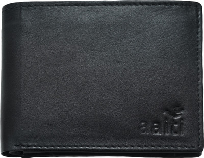 aaiti Men Casual, Ethnic, Evening/Party, Formal, Travel, Trendy Black Genuine Leather Wallet(6 Card Slots)