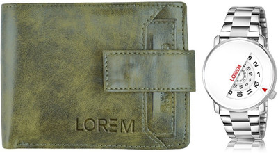 LOREM Men Formal Green Artificial Leather Wallet(7 Card Slots, Pack of 2)