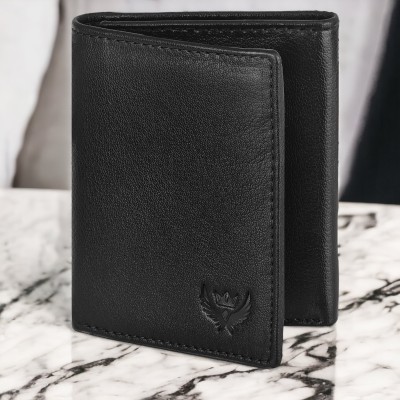 LORENZ Men Casual Black Genuine Leather Wallet(6 Card Slots)