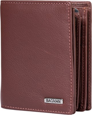 BAGMAN Men & Women Casual Maroon Genuine Leather Wallet(15 Card Slots)