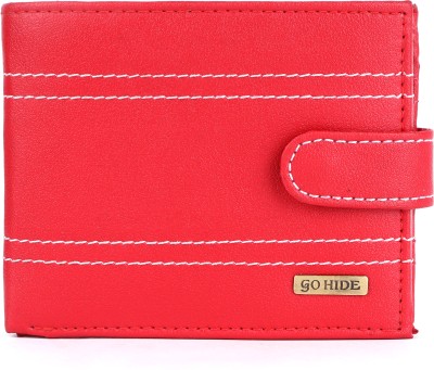 WILD BLISS Men Casual Red Genuine Leather Wallet(8 Card Slots)