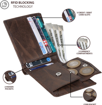 HENEDA Men Casual Brown Artificial Leather Wallet(6 Card Slots)