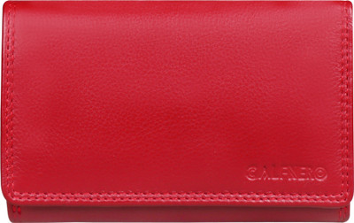 Calfnero Women Red Genuine Leather Wallet(13 Card Slots)