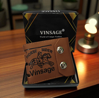 Vinsage Men Brown Artificial Leather Wallet(7 Card Slots)