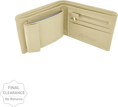 TnW Men Casual Beige Artificial Leather Wallet(12 Card Slots)