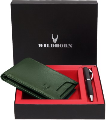 WILDHORN Men Formal Green Genuine Leather Wallet(8 Card Slots)