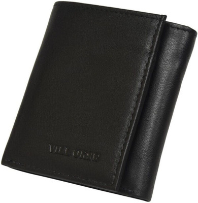 NSL Men Casual Black Genuine Leather Wallet(6 Card Slots)