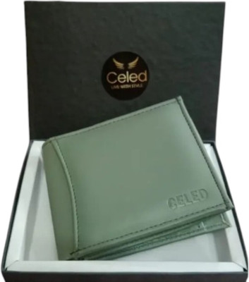 CELED Men Casual Green Genuine Leather Wallet(7 Card Slots)