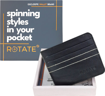 ROTATE Men Casual, Formal, Evening/Party Black Artificial Leather Wallet(4 Card Slots)