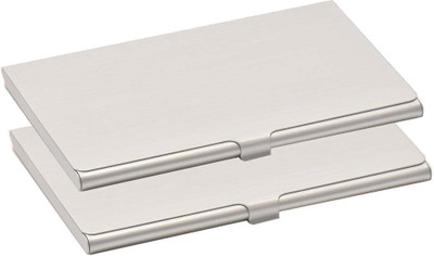 Yellowcoin Stylish Stainless Pocket Business Unisex Card holder Visiting/Debit/Credit Cards 8 Card Holder(Set of 2, Silver)