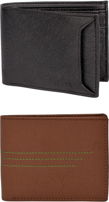 FF TRADERS Men Formal, Ethnic, Casual, Travel, Trendy Black, Brown Artificial Leather Wallet(5 Card Slots, Pack of 2)