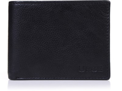 URGE Men Casual Black Genuine Leather Wallet(12 Card Slots)