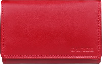 Calfnero Women Red Genuine Leather Wallet(13 Card Slots)