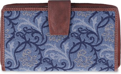 The CLOWNFISH Women Casual Blue Artificial Leather Wrist Wallet(6 Card Slots)