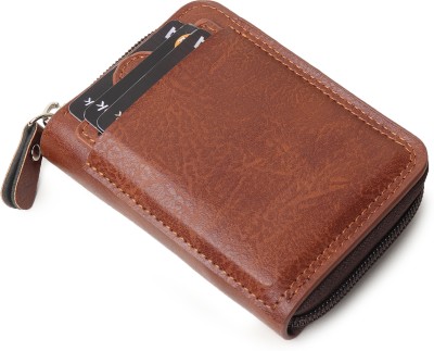 PROVOGUE Men Tan Artificial Leather Card Holder(11 Card Slots)