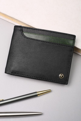 VAN HEUSEN Men Black Genuine Leather Wallet(6 Card Slots)