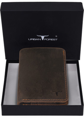 URBAN FOREST Men Casual Brown Genuine Leather Wallet(6 Card Slots)