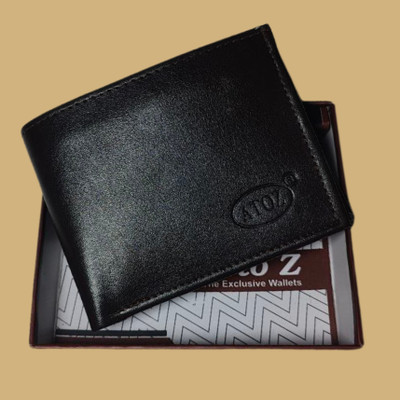 ZYRIC Men Formal Black Genuine Leather Wallet(6 Card Slots)