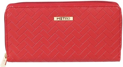 METRO Women Casual Red Genuine Leather Wallet(4 Card Slots)