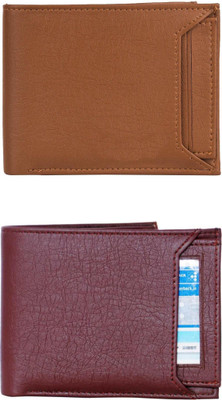 VIAZ VENTURES Men Casual, Formal, Trendy, Evening/Party, Travel Tan, Tan, Tan Artificial Leather Wallet(5 Card Slots, Pack of 2)