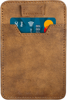RJR Men & Women Casual Khaki Artificial Leather Card Holder(2 Card Slots)